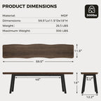FUQARHY 59” Dining Bench Pair of 2 for 6-8 Person, Farmhouse Long Kitchen Table Benches, Entryway Bench, Indoor Bench (Walnut)