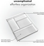 Madesmart Classic 4-Compartment Drawer Organizer Gadget Tray, Plastic Multipurpose Storage Bin for Drawers, White