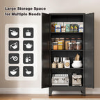 61" Tall Metal Pantry Cabinet, Kitchen Storage Cabinet with 2 Doors and 3 Adjustable Shelves for Kitchen, Living Room, Dining Room, Bathroom and Home, Office