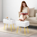 H&B Luxuries Multi-Functional Footrest Ottoman – Comfortable, Stylish, and Practical for Home & Office (White, with Storage)