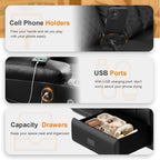 FURNIMAT Loveseat Recliner Sofa, Modern Dual Reclining Sofa with Flip Back Console, 3 Seater PU Leather Loveseat Couch for Living Room/RV, with Storage, USB Ports, Cup Holder, Cell Phone Holder, Black
