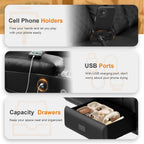 FURNIMAT Recliner Sofa, Modern Dual Reclining Sofa with Flip Back Console, 4 Seater PU Leather Recliner Couch for Living Room/RV, with Storage Drawer, USB Ports, Cup Holder, Cell Phone Holder, Black