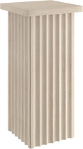 Henn&Hart 11'' Fluted Modern Wooden Square End Table, Ribbed Side Table, Nightstand for Living Room, Office, Family Room, or Bedroom, Alder White