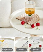 Small Round End Table,Modern Accent Tables,Sofa Tray Side Table,Drink Table for Living Room Bedroom,White