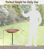 Garbuildman Upgraded 5-Prong Base Bird Bath with Metal Stake, Detachable Decoration Bowl Spa & Freestanding Birdfeeder for Outdoor Garden, Oval Style, Brown