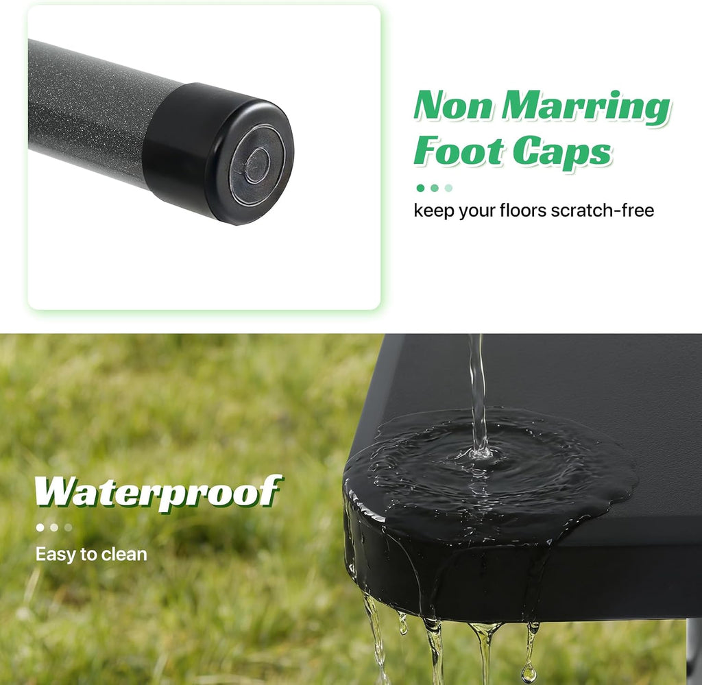8Ft Folding Table Plastic Portable with Built in Handle & Steel Legs Black | 500LBS Capacity Portable Handle and Non-Slip Feet Indoor Outdoor Perfect for Parties, Dining, Weddings, Camping and BBQ