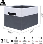 WUIKE Fabric Storage Bins, Extra Large Baskets for Organizing, Storage Bins for Shelves with Handles, Closet Organizer for Clothes, Gray & White, Extra Large, 3-Pack