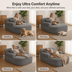Oversized Chaise Lounge Chair Indoor, Couch Cloud Chair with 3 Comfy Pillows, Corduroy High-Density Foam Reading Chair, Wide Arms Bed Sleeper Sofa for Living Room Bedroom Relaxing