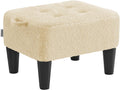 SONGMICS Foot Stool, Small Teddy Fleece Footstool Ottoman with Thick Cushion and Legs, for Living Room, Bedroom, Entryway, 330 lb Weight Capacity, Summer Sand and Ink Black ULOM503LF01