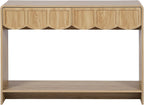 ORRD Console Table with Drawers, Mid-Century 43 Inches Narrow Entryway Table with Open Storage Shelves, Hallway Accent Tables Behind Couch Tables for Living Room - Natural