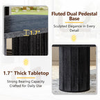 79" Black Dining Table Set for 10,Large Dining Room Table Set for 10 with Fluted Double Pedestal Base & Cushioned Chairs,Modern Luxe Rectangular Wood Kitchen Table Set for Family Gatherings