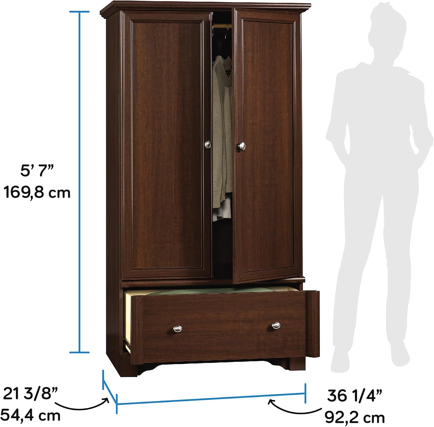 Sauder Palladia Armoire, Select Cherry finish