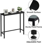 Narrow Console Table, 29.5" Small Entryway Table, Thin Hallway Tables, Slim Sofa Side Tables for Hallway, Living Room, Bedroom, Foyer, Wood-Grained Black