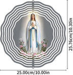 Virgin Mary Prayer Wind Spinner, Metal Wind Spinners Outdoor Indoor, Virgin Mary Cross Hanging Garden Decor for Outside, Stainless Wind Spinners for Yard and Garden 10 inch 3D (25.76X25 CM)
