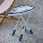 Wooden Ship Shape Side Table, Small Tables for Small Spaces, End Table for Living Room, Bedroom, Balcony, Modern Side Table, Foldable Accent Table with Oar Legs