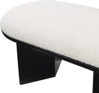 Meridian Furniture 22005Cream Wilshire Collection Art Deco Bench with Luxurious Cream Boucle Fabric and Rich Solid Wood with Black Finish, 57.5" W x 20" D x 18" H, Cream