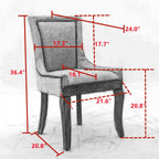 Ball & Cast Mid-Century Upholstered Dining Chairs Set of 2, Thickened Fabric Wingback Kitchen Chairs with Bronze Nail Head & Toned Solid Wood Legs, Blue