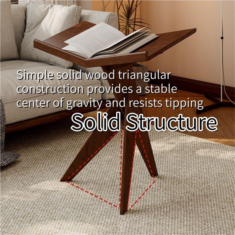 Solid Wood Floor Book Stand for Reading, Irregular Side Table Used for Reading, Vertical Book Holder for Livingroom, Bedroom, Sleek Book Display Stand(Natural)