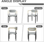 Baysitone Dining Chairs Set of 6 Mid-Century Modern Upholstered Boucle Dining Room Chairs Open Back Curved Backrest Black Metal Legs Gold Armchairs for Kitchen Living Room, Gray(Only Chairs)