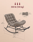 VASAGLE Outdoor Rocking Chair with Extendable Footrest, Removable Cushion | Papasan Chair, Outdoor Furniture, Heavy Duty Rocker, for Porch Patio Garden, Beige, TEOU Collection ULYY062LZ01V1