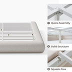 RECCI AirFrame Half-Moon Upholstered King Platform Bed Frame