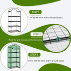 Outvita Mini Greenhouse, Small PE Plant Green House with 4 Tiers Rack, Shelf Clips, Roll-up Zipper Door, Gardening Supplies for Indoor Outdoor Seedling Frost Protection , 27"x19.6"x63" Green