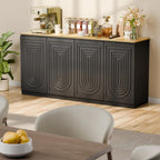 63" Fluted Sideboard Buffet Cabinet with Storage,Large Modern Accent credenza storage cabinet with Doors & Adjustable Shelves,Wood Coffee Bar Table Console for Dining Room Kitchen Living Room Entryway