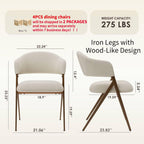 COLAMY Dining Chairs Set of 4, Modern Upholstered Dining Room Kitchen Chairs with Iron Legs, Open Back and Padded Seat, for Living Room/Restaurant/Cafe, Beige