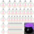 50 PCS Christmas Iridescent Ornaments,Clear Plastic Bubbles Hanging Filled Ornaments,Christmas DIY Hanging Rainbow Ball 5 Different Sizes for Xmas Tree Wedding Party Birthday Home Decorations