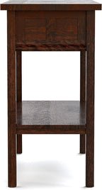 Stickley 125th Anniversary Floral Tile Console, End Table, Nightstand, Solid Oak, Centennial Finish, Mission Style, Removable Ceramic Art Tile, 1 Drawer, 31.5in W x 16in D x 30in H, Made in USA