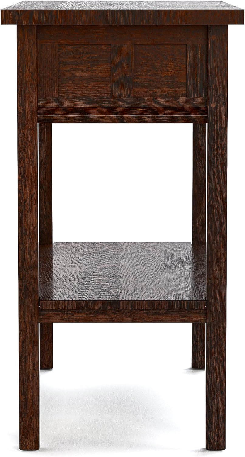 Stickley 125th Anniversary Floral Tile Console, End Table, Nightstand, Solid Oak, Centennial Finish, Mission Style, Removable Ceramic Art Tile, 1 Drawer, 31.5in W x 16in D x 30in H, Made in USA