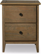 Grain Wood Furniture Greenport 2-Drawer Bedroom Nightstand, Solid Wood with Brushed Hickory Finish