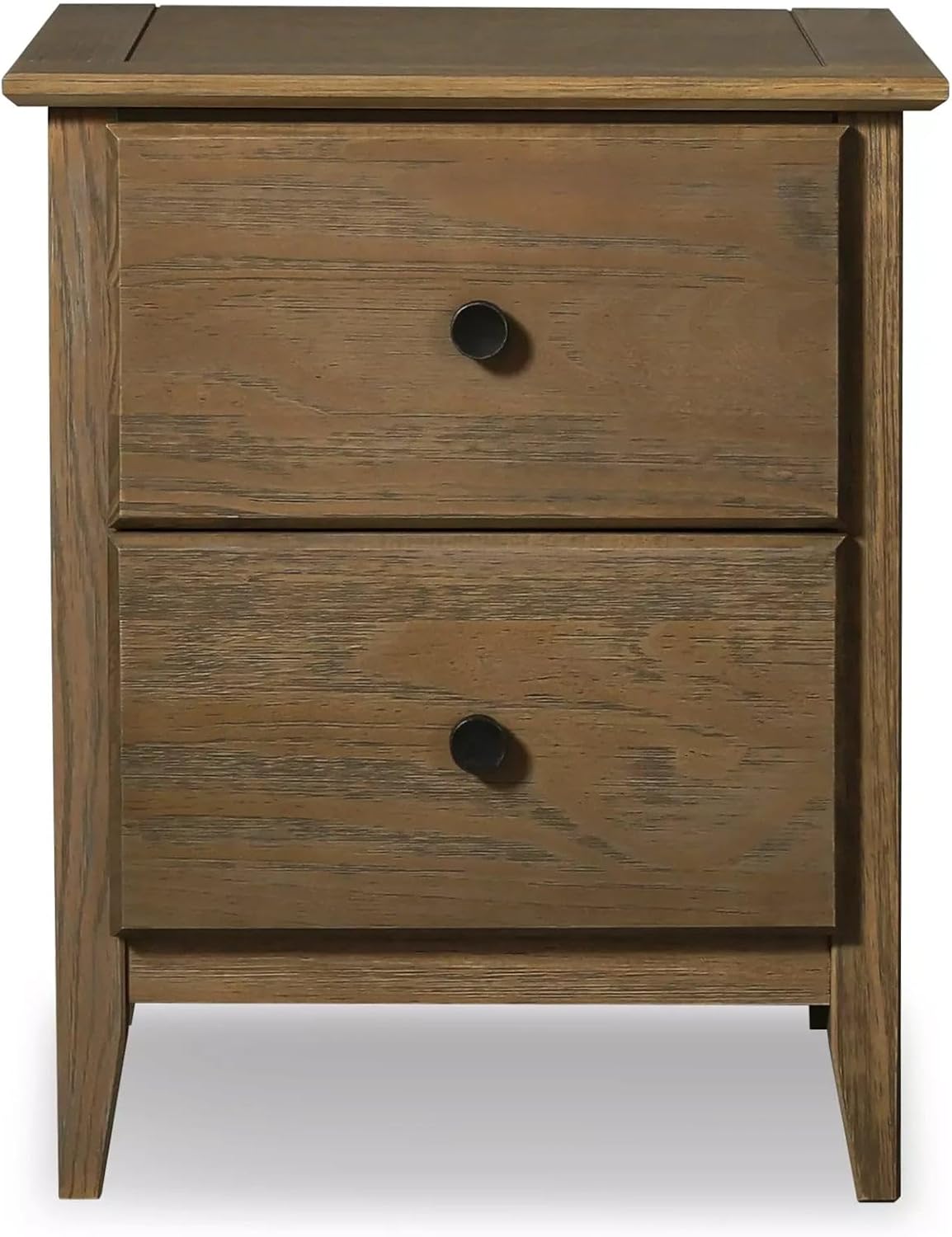 Grain Wood Furniture Greenport 2-Drawer Bedroom Nightstand, Solid Wood with Brushed Hickory Finish