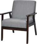 GIANTEX Mid-Century Modern Accent Chair, Retro Fabric Armchair, Solid Hardwood Made, Upholstered Linen Lounge Arm Chair for Living Room (1, Dark Grey)
