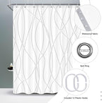 Punkray Grey Shadow Shower Curtain for Bathroom with Hooks, Shower Curtain Set Stripe Bath Curtains Decor White Shower Curtains Weighted Hem Washable, 60 x 72
