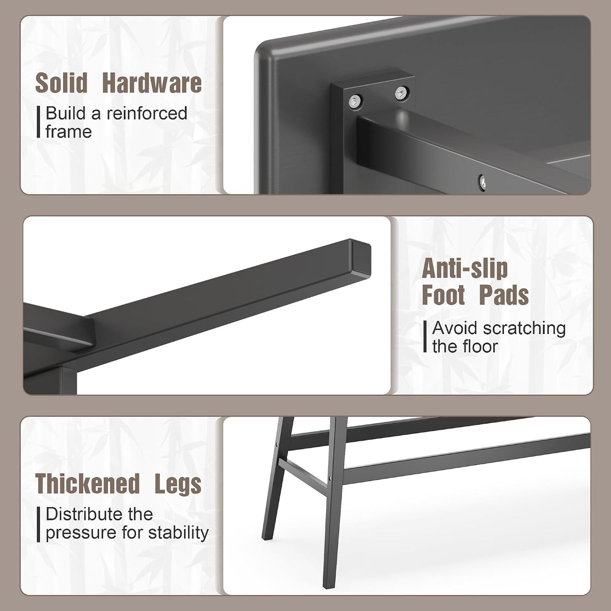 Wisuce Bamboo Dining Bench, Entryway Bench with Spindle Back (Black) | Bamboo & H-Shaped Support, Ergonomic Tilted Spindle Back, Multi-Scene Use, Easy Assembly & Maintenance