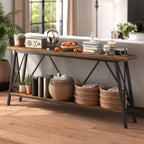 Rovibek 70.9 Inches Extra Long Sofa Table Narrow - Extra Long Console Table Behind Couch with X-Shaped Support, Industrial Long Entry Sofa Console Table Grey for Living Room