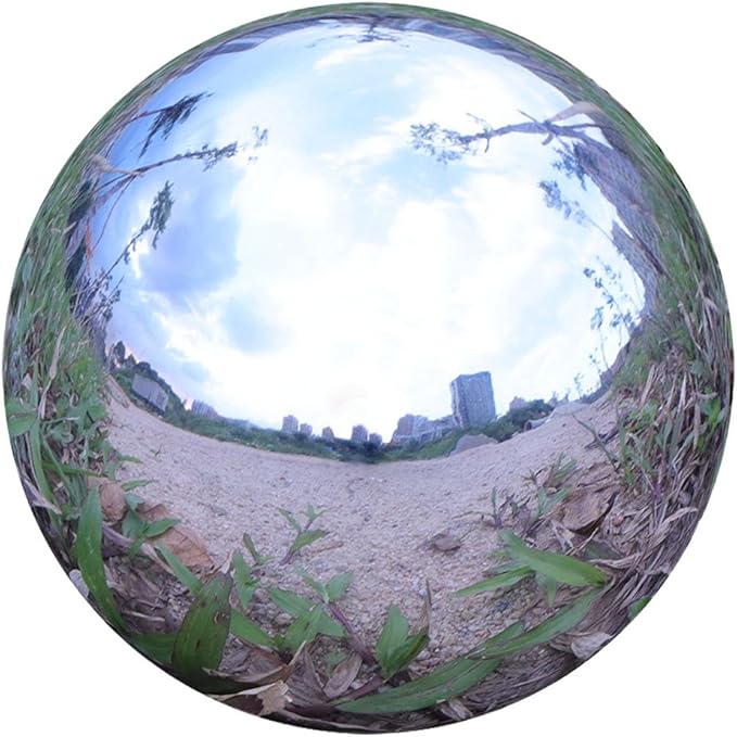 Durable Stainless Steel Gazing Ball, Hollow Ball Mirror Globe Polished Shiny Sphere for Home Garden (13.8 Inch)