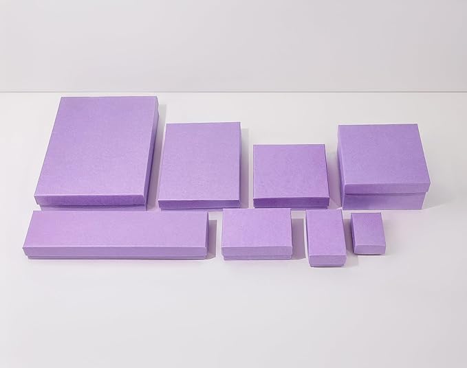 TheDisplayGuys - 25-Pack #53 Kraft Paper Cardboard Gift Boxes/Jewelry Cases w. Cotton Padding & Lid - Purple - (5.4" x 3.9" x 1.0")