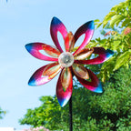 MUMTOP Wind Spinner Outdoor Large, 62 Inch Metal LED Solar Wind Sculptures Windmill for Yard Art, Garden Decor