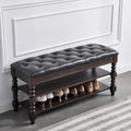 LEILISI Shoe Bench, Wood Storage Bench with Cushion Seat, Shoe Rack with Hidden Storage Space for Entryway Living Room Bedroom Hallway (Walnut, 39.4'')