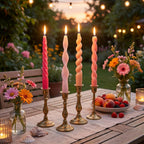 Nuanchu 4 Pcs Twisted Taper Candles Wax Unscented Smokeless Spiral Swirl Candlesticks for Wedding Holiday Dinner Party Home Decorations(7.87 Inch,Pure,Pink)