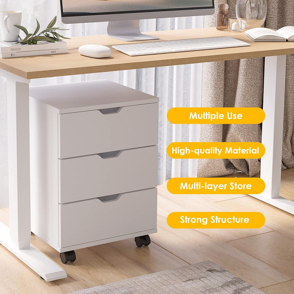 Stary Fully Assembled 3 Drawer Wood Rolling File Cabinet