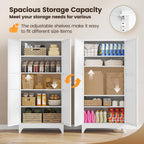Yizosh Metal Storage Cabinet Kitchen Pantry Cabinet 4 Adjustable Shelves Kitchen Pantry Cabinet for Livingroom Pantry Bathroom Kitchen 75.6" H x 35.4" W x 17.7" D White