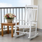 Wooden Outdoor Rocking Chair, Weatherproof Oversized Rocking Chair, Heavy Duty Comfort with 350 lbs Weight Capacity, Solid Relaxing Rocker with High Back for Patio, Porch, Living Room (white)