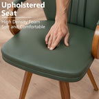 Swivel Dining Chairs Mid Century Modern Green Faux Leather Upholstered Kitchen Chairs with Bentwood Frame Armrests Side Chairs,Comfortable Ergonomic Wood Accent Chair No Wheels,1PCS