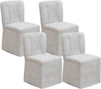 cinkehome Upholstered Dining Chairs Set of 4, Modern Kitchen Chairs with Padded Back, Armless Side Dining Room Chair with Metal Legs (Light Grey, Linen Fabric)