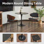 Round Dining Table, 24" Circle Tulip Table with Thickened Tabletop & Metal Pedestal, Mid Century Modern Bistro Table for Kitchen, Small Places, Living Room, Cafe (Black)