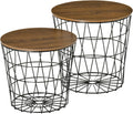Nesting Tables Set of 2 with Storage, Round Accent Side Tables for Living Room and Bedroom
