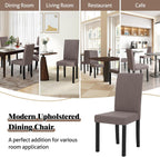 GOFLAME Upholstered Dining Chairs Set of 4, Fabric Kitchen Chairs with Padded Seat, Tilt Backrest, Rubber Wood Legs, Armless Side Chairs for Dining Room, Living Room, Restaurant, Brown